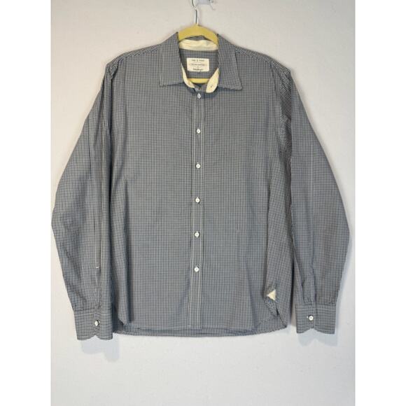 Rag & Bone Tailored Workwear Shirt L Blue Checkered 100% Cotton Button-Up - Picture 3 of 7